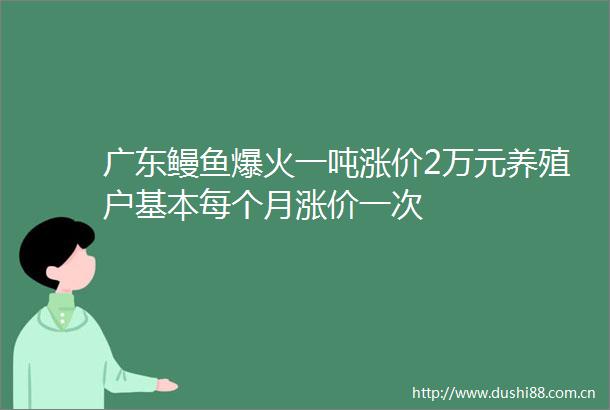 广东鳗鱼爆火一吨涨价2万元养殖户基本每个月涨价一次