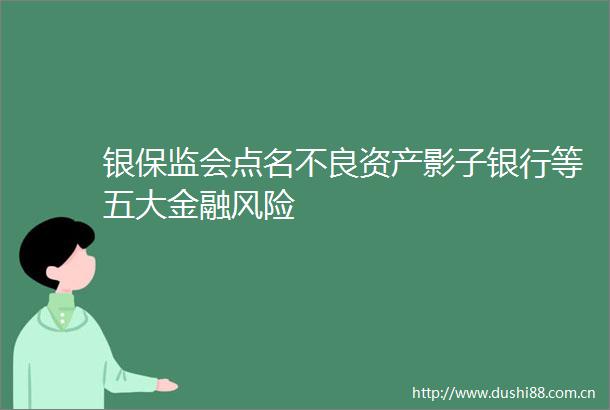 银保监会点名不良资产影子银行等五大金融风险