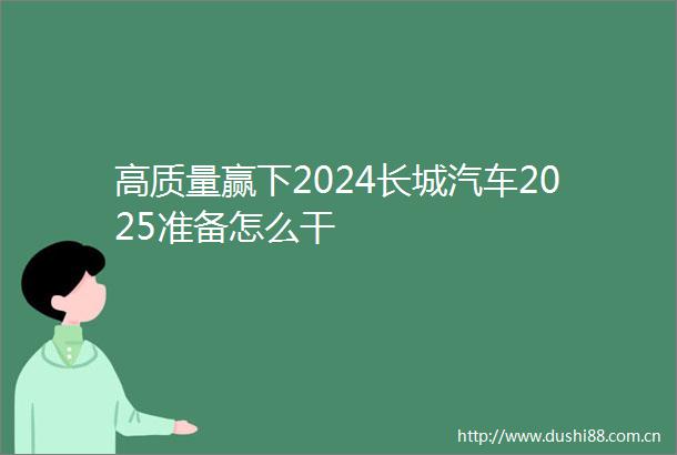 高质量赢下2024长城汽车2025准备怎么干