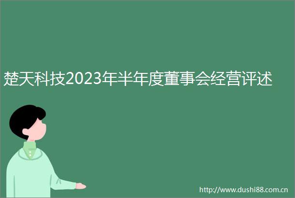楚天科技2023年半年度董事会经营评述