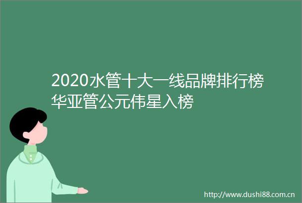 2020水管十大一线品牌排行榜华亚管公元伟星入榜