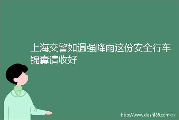 上海如遇强降雨这份安全行车锦囊请收好