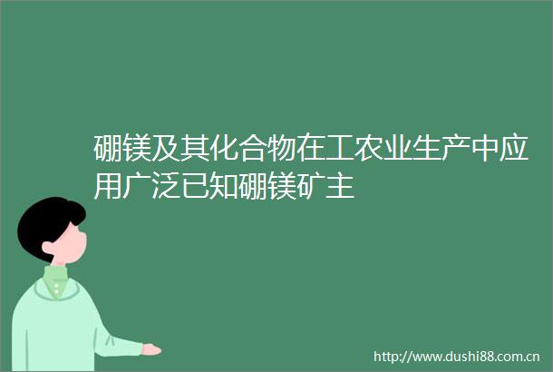 硼镁及其化合物在工农业生产中应用广泛已知硼镁矿主