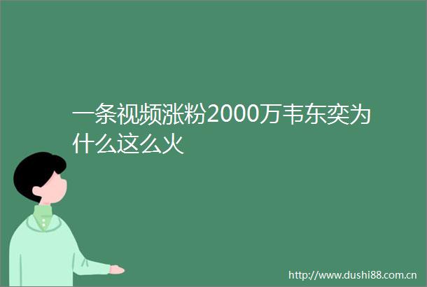 一条视频涨粉2000万韦东奕为什么这么火