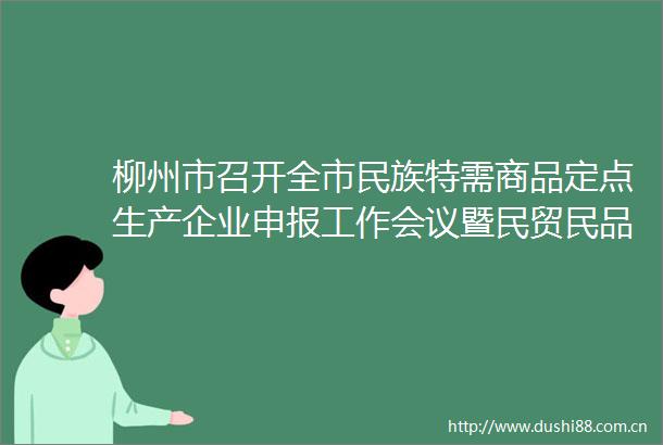 柳州市召开全市民族特需商品定点生产企业申报工作会议暨民贸民品工作赋予三个意义座谈会