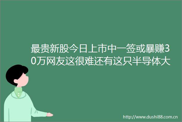 最贵新股今日上市中一签或暴赚30万网友这很难还有这只半导体大肉签也来了