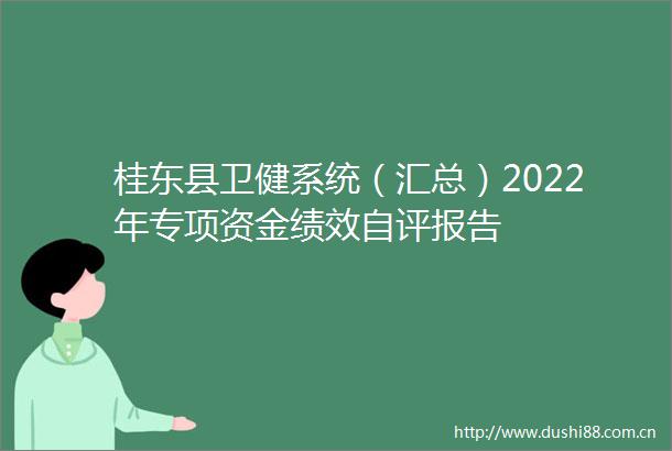 桂东县卫健系统（汇总）2022年专项资金绩效自评报告