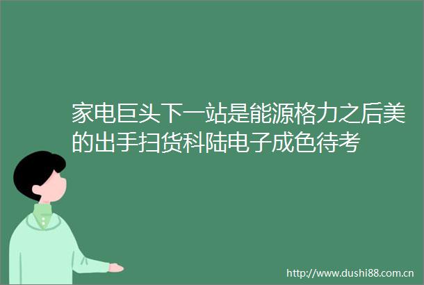 家电巨头下一站是能源格力之后美的出手扫货科陆电子成色待考