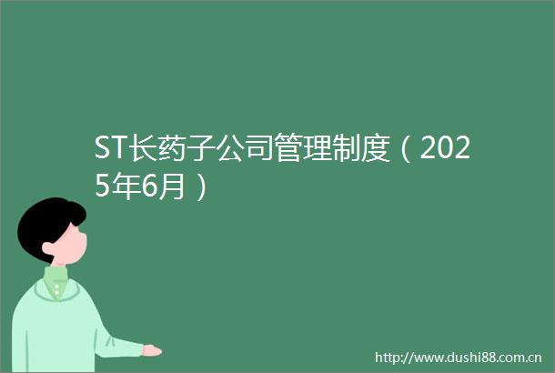 ST长药子公司管理制度（2025年6月）