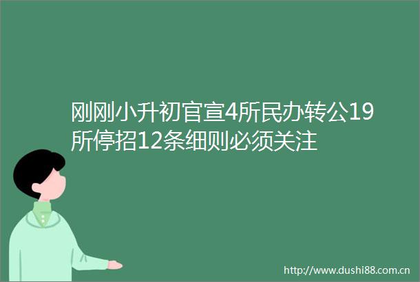 刚刚小升初官宣4所民办转公19所停招12条细则必须关注