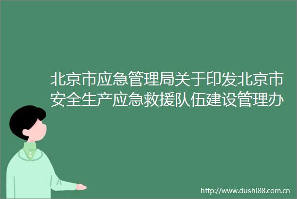 北京市应急管理局关于印发北京市安全生产应急救援队伍建设管理办法的通知