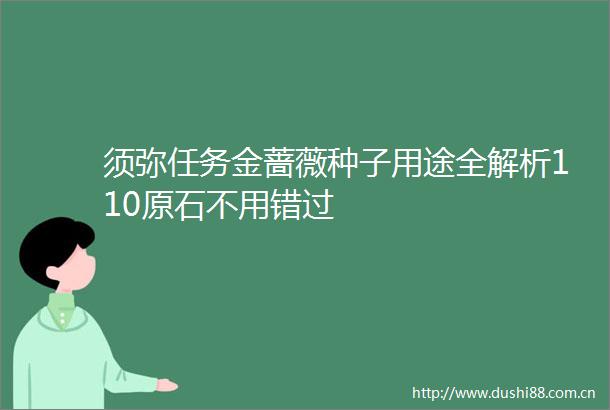 须弥任务金蔷薇种子用途全解析110原石不用错过