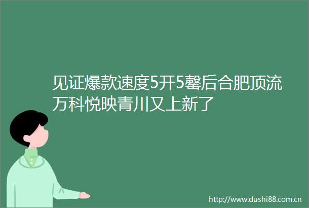 见证爆款速度5开5罄后合肥顶流万科悦映青川又上新了