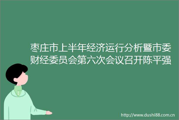 枣庄市上半年经济运行分析暨市委财经委员会第六次会议召开陈平强调要坚定不移推进工业强市产业兴市