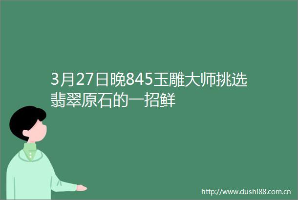 3月27日晚845玉雕大师挑选翡翠原石的一招鲜