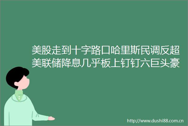 美股走到十字路口哈里斯民调反超美联储降息几乎板上钉钉六巨头豪赌AI