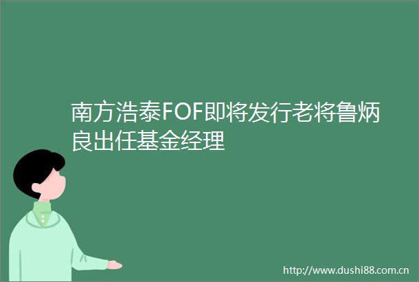 南方浩泰FOF即将发行老将鲁炳良出任基金经理