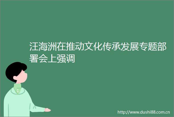 汪海洲在推动文化传承发展专题部署会上强调