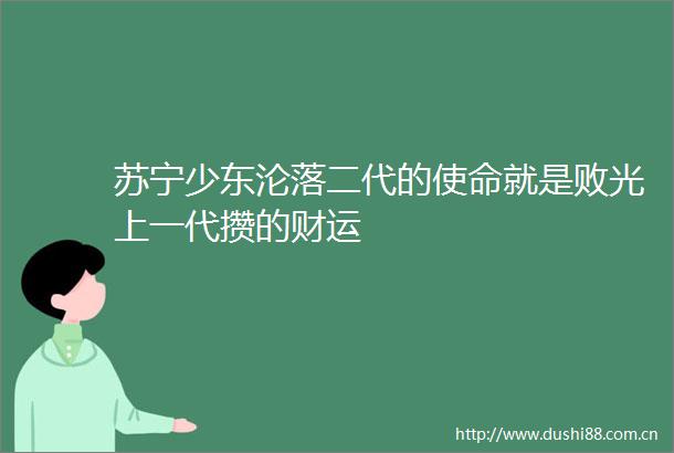 苏宁少东沦落二代的使命就是败光上一代攒的财运
