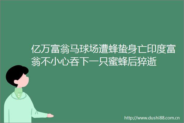 亿万富翁马球场遭蜂蛰身亡印度富翁不小心吞下一只蜜蜂后猝逝