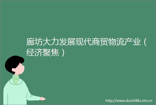 廊坊大力发展现代商贸物流产业（经济聚焦）