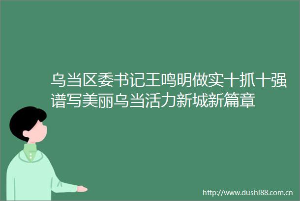 乌当区委书记王鸣明做实十抓十强谱写美丽乌当活力新城新篇章