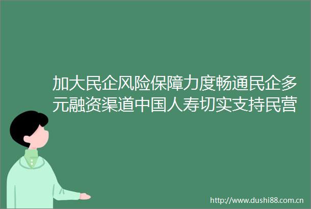 加大民企风险保障力度畅通民企多元融资渠道人寿切实支持民营经济高质量发展