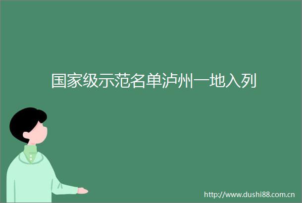 级示范名单泸州一地入列