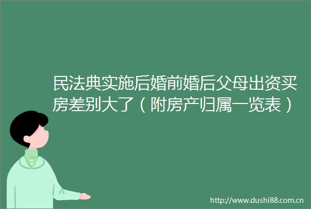 民法典实施后婚前婚后父母出资买房差别大了（附房产归属一览表）