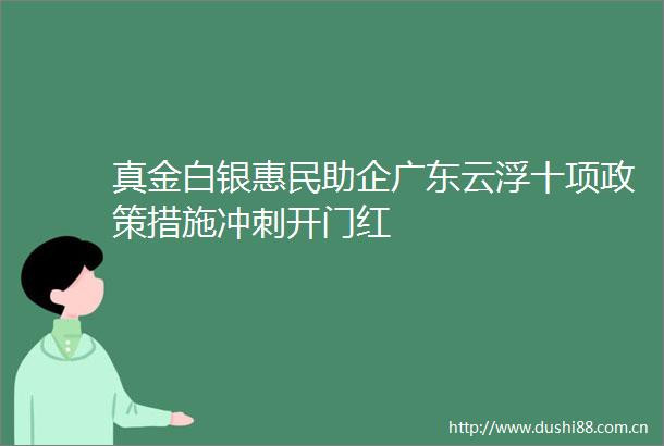 真金白银惠民助企广东云浮十项政策措施冲刺开门红