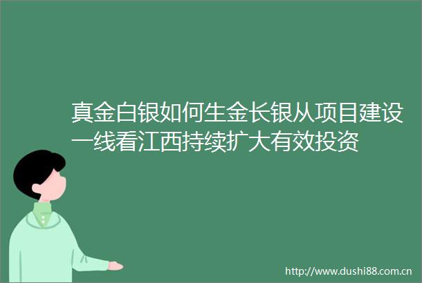 真金白银如何生金长银从项目建设一线看江西持续扩大有效投资