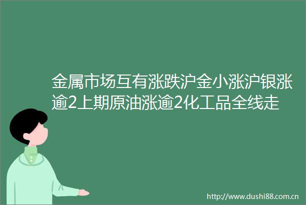 金属市场互有涨跌沪金小涨沪银涨逾2上期原油涨逾2化工品全线走升
