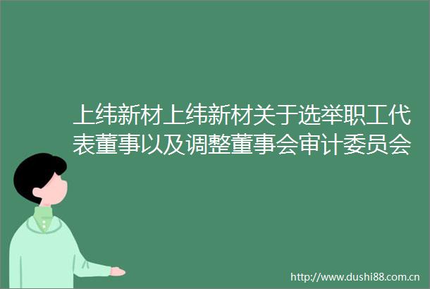 上纬新材上纬新材关于选举职工代表董事以及调整董事会审计委员会委员的公告