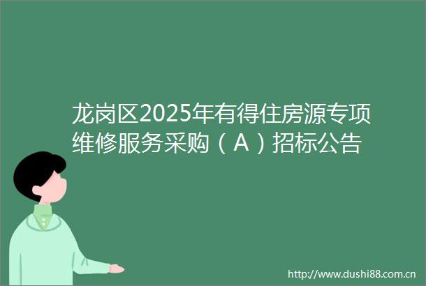 龙岗区2025年有得住房源专项维修服务采购（A）招标公告