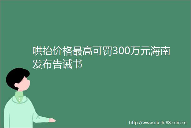 哄抬价格最高可罚300万元海南发布告诫书