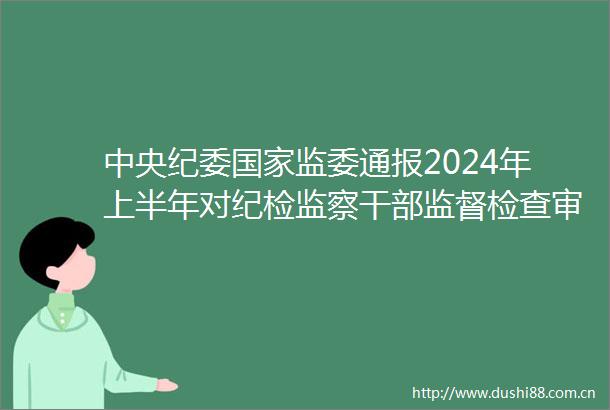 中央纪委监委通报2024年上半年对纪检监察监督检查审查调查情况