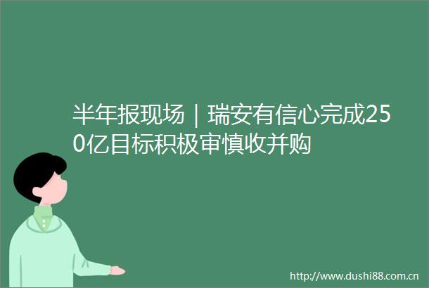半年报现场｜瑞安有信心完成250亿目标积极审慎收并购