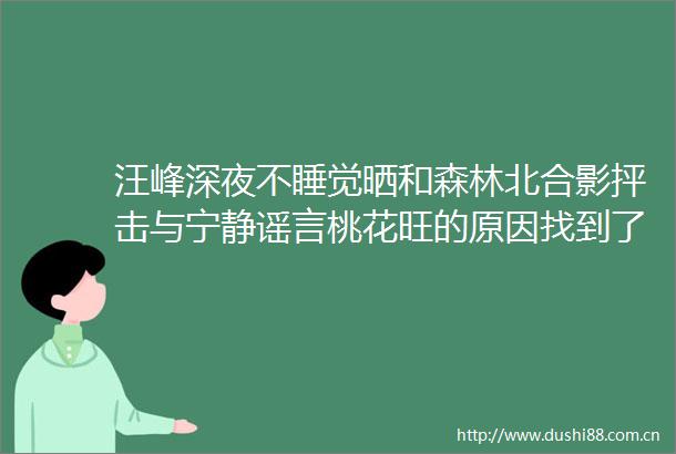 汪峰深夜不睡觉晒和森林北合影抨击与宁静谣言桃花旺的原因找到了