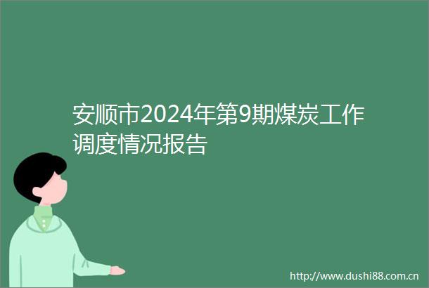 安顺市2024年第9期煤炭工作调度情况报告