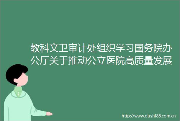 教科文卫审计处组织学习国务院办公厅关于推动公立医院高质量发展的意见