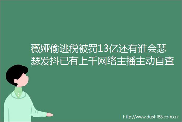 薇娅偷逃税13亿还有谁会瑟瑟发抖已有上千网络主播主动自查补缴税款
