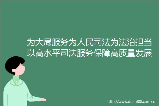 为大局服务为司法为法治担当以高水平司法服务保障高质量发展