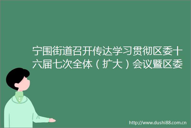宁围街道召开传达学习贯彻区委十六届七次全体（扩大）会议暨区委经济工作会议精神专题会