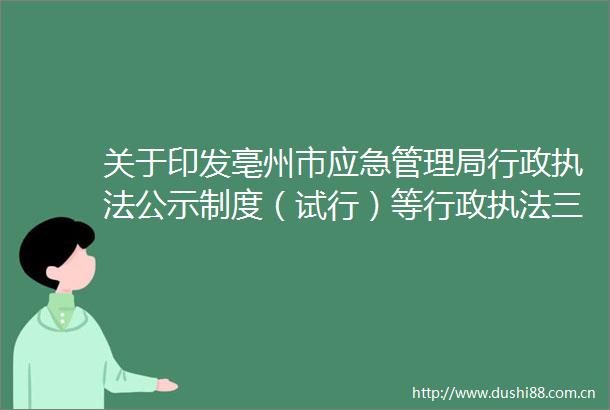 关于印发亳州市应急管理局行政公示制度（试行）等行政三项制度的通知