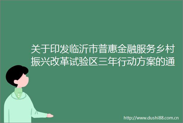 关于印发临沂市普惠金融服务乡村振兴改革试验区三年行动方案的通知