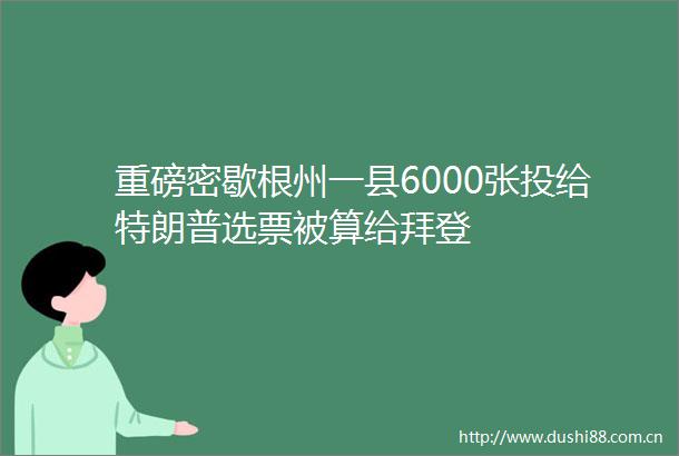 重磅密歇根州一县6000张投给特朗普选票被算给拜登