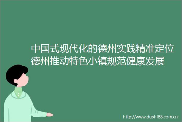 式现代化的德州实践精准定位德州推动特色小镇规范健康发展