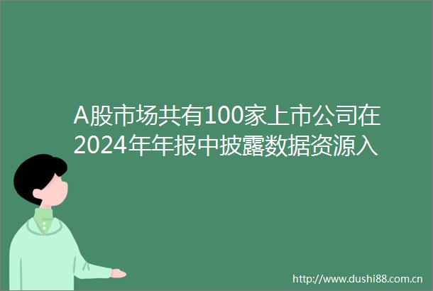 A股市场共有100家上市公司在2024年年报中披露数据资源入表