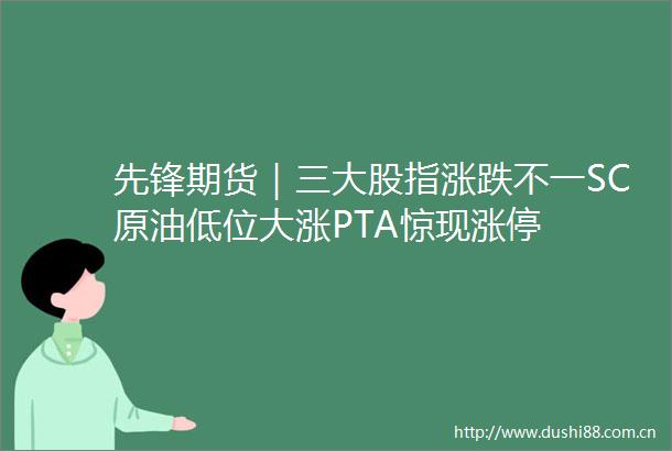 先锋期货｜三大股指涨跌不一SC原油低位大涨PTA惊现涨停