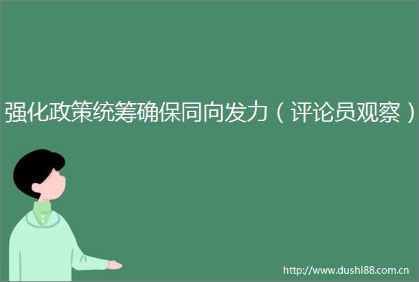 强化政策统筹确保同向发力（评论员观察）